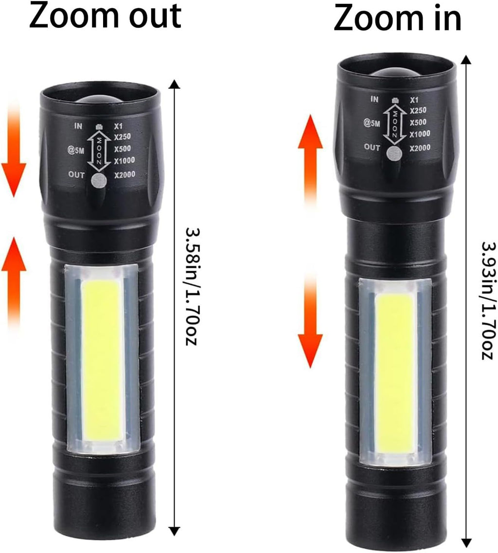 Rechargeable Mini LED Flashlight Set with Zoom Beam