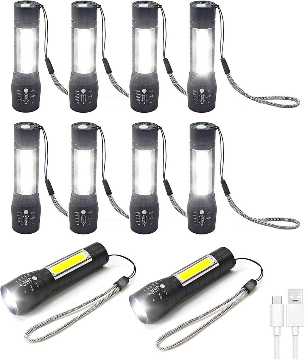 Rechargeable Mini LED Flashlight Set with Zoom Beam