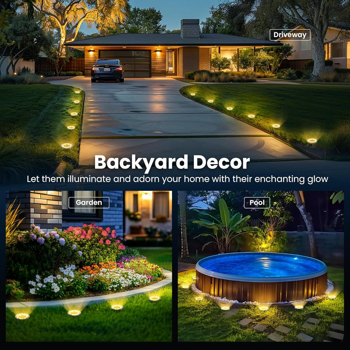 Warm White Solar Ground Lights for Outdoor Paths