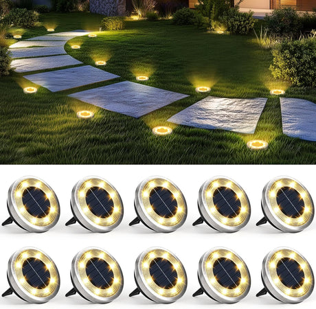 Warm White Solar Ground Lights for Outdoor Paths