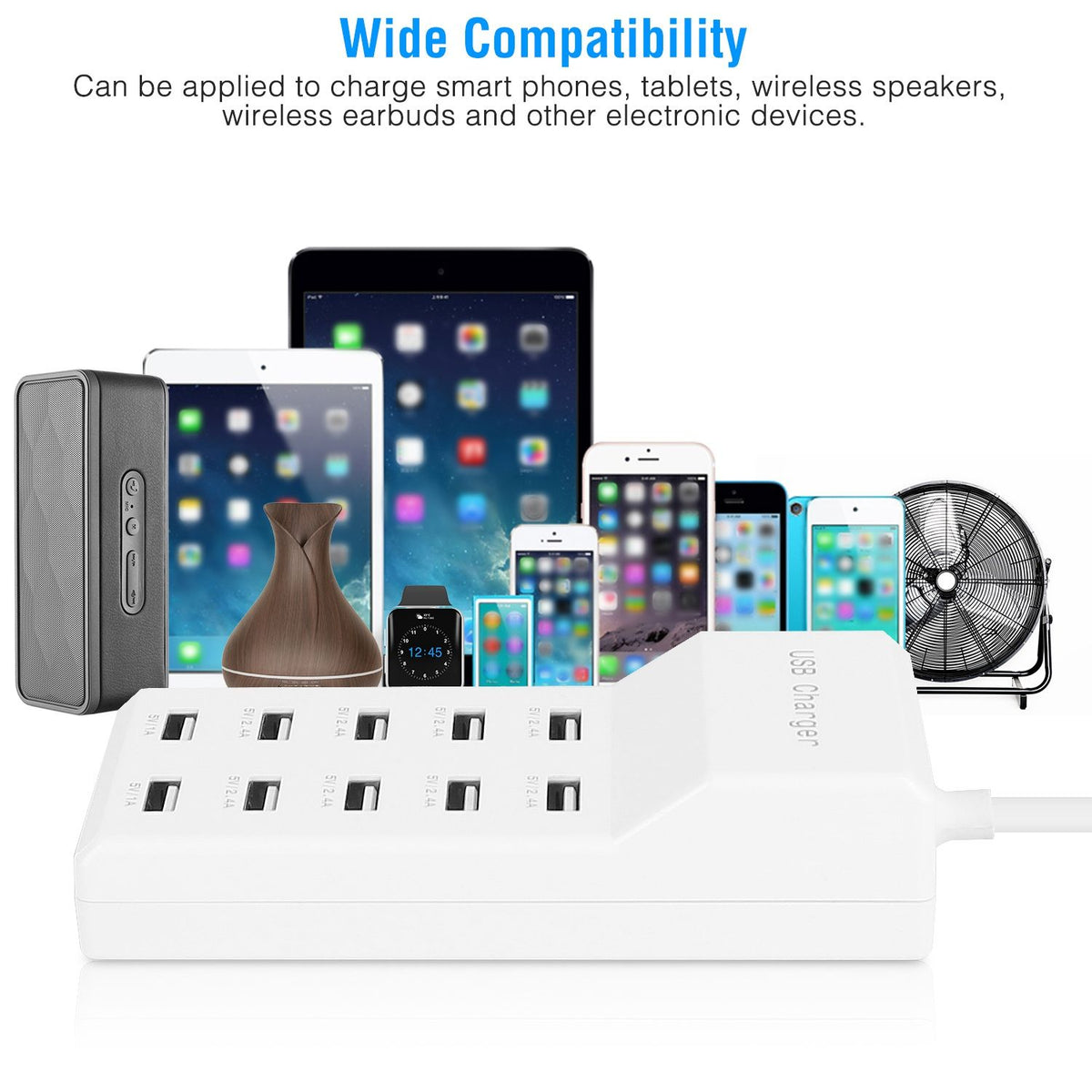 Multi-Device USB Charging Hub for Phones and Tablets