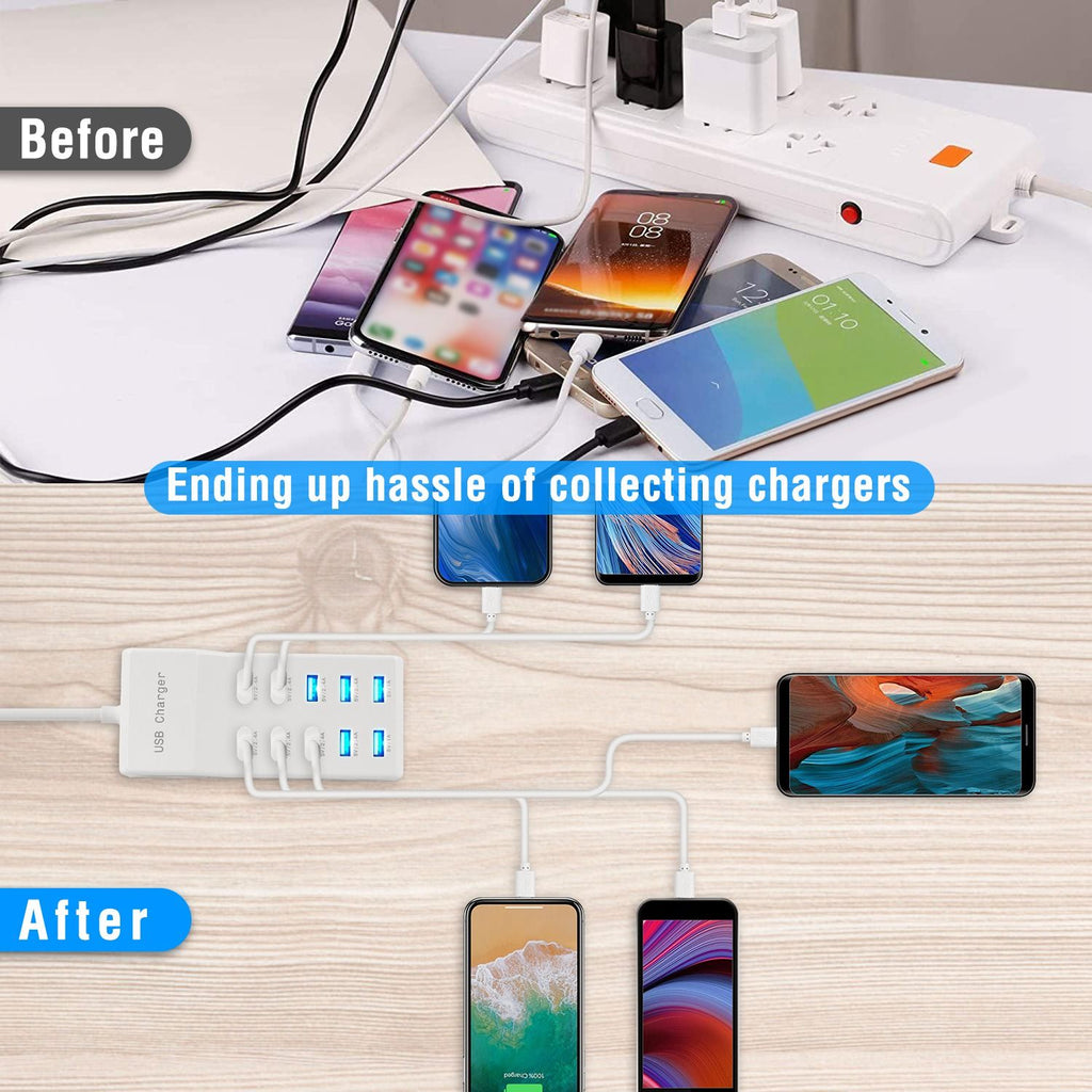 Multi-Device USB Charging Hub for Phones and Tablets