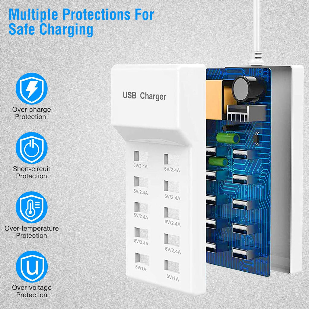 Multi-Device USB Charging Hub for Phones and Tablets