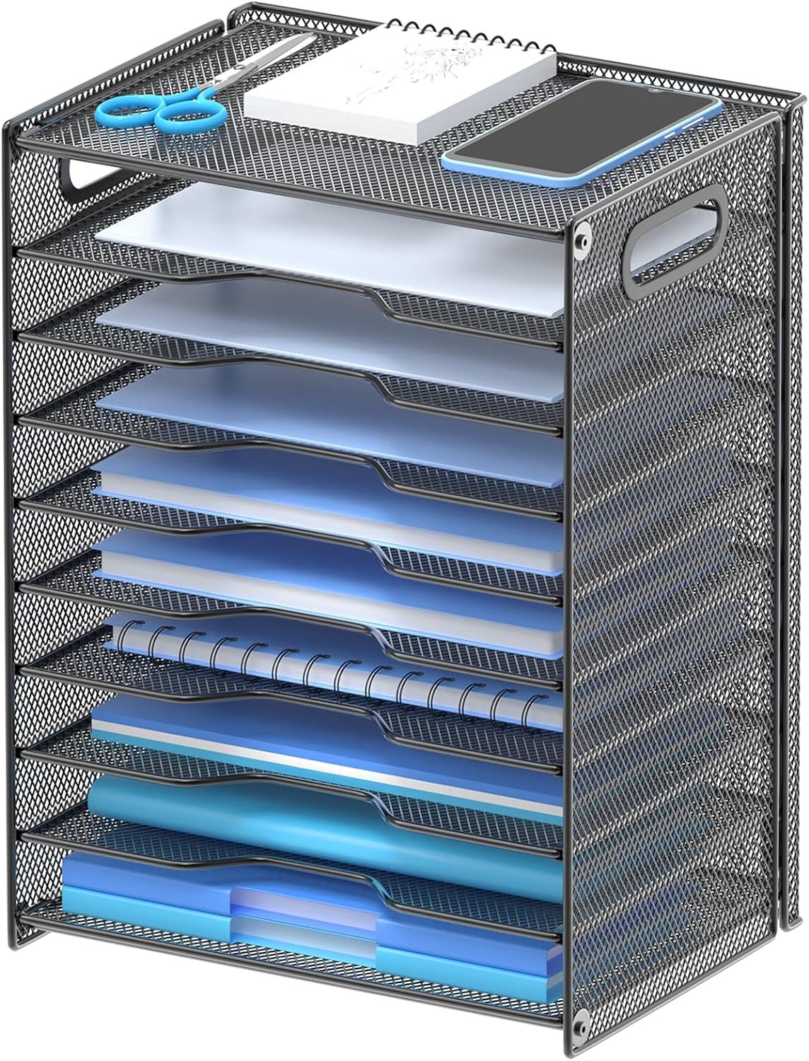 Adjustable 10-Tier Desktop Paper Organizer