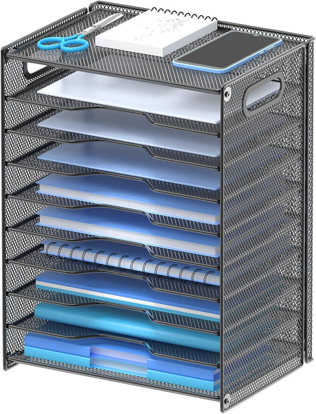 Adjustable 10-Tier Desktop Paper Organizer