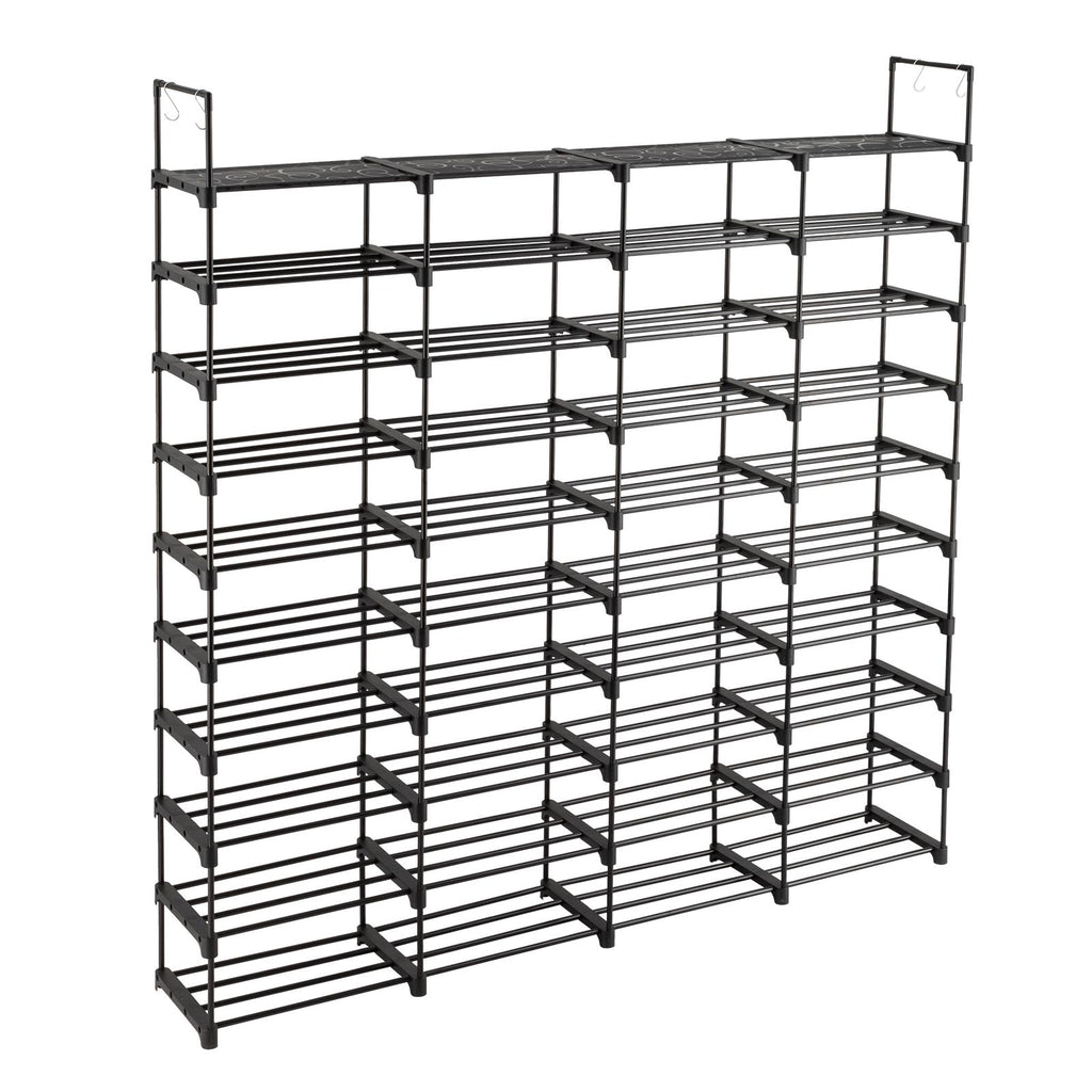 Versatile Shoe Storage Rack with Hooks for Closet and Entryway