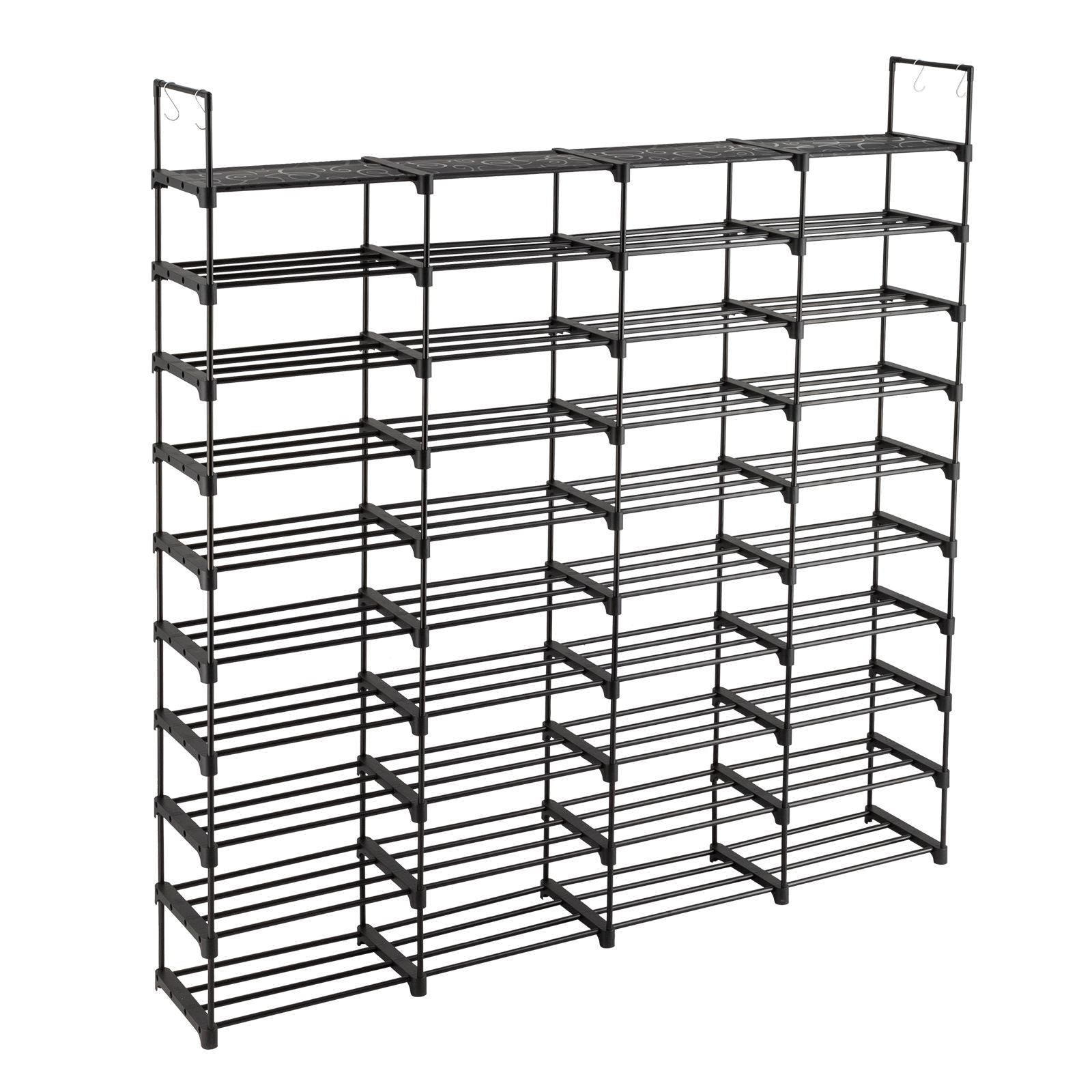 Versatile Shoe Storage Rack with Hooks for Closet and Entryway
