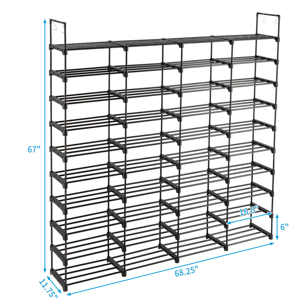 Versatile Shoe Storage Rack with Hooks for Closet and Entryway
