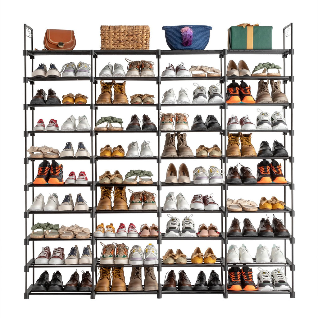 Versatile Shoe Storage Rack with Hooks for Closet and Entryway