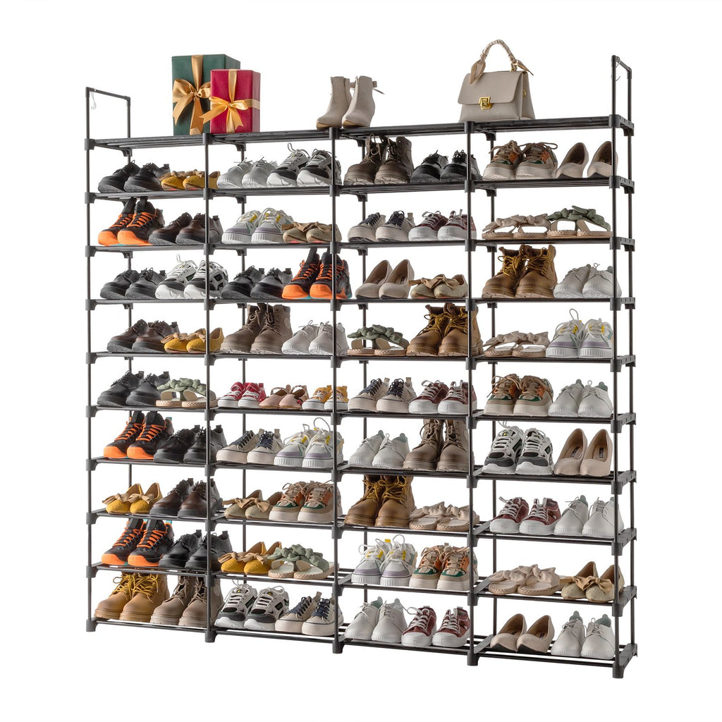 Versatile Shoe Storage Rack with Hooks for Closet and Entryway