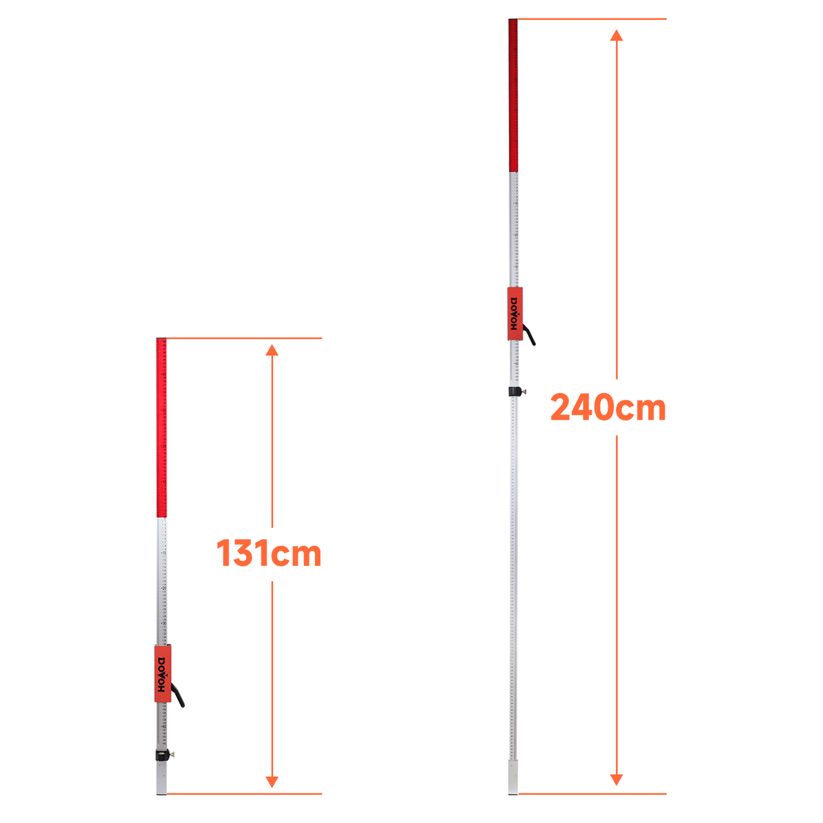 Dual-Scale Telescoping Grade Rod for Laser Levels