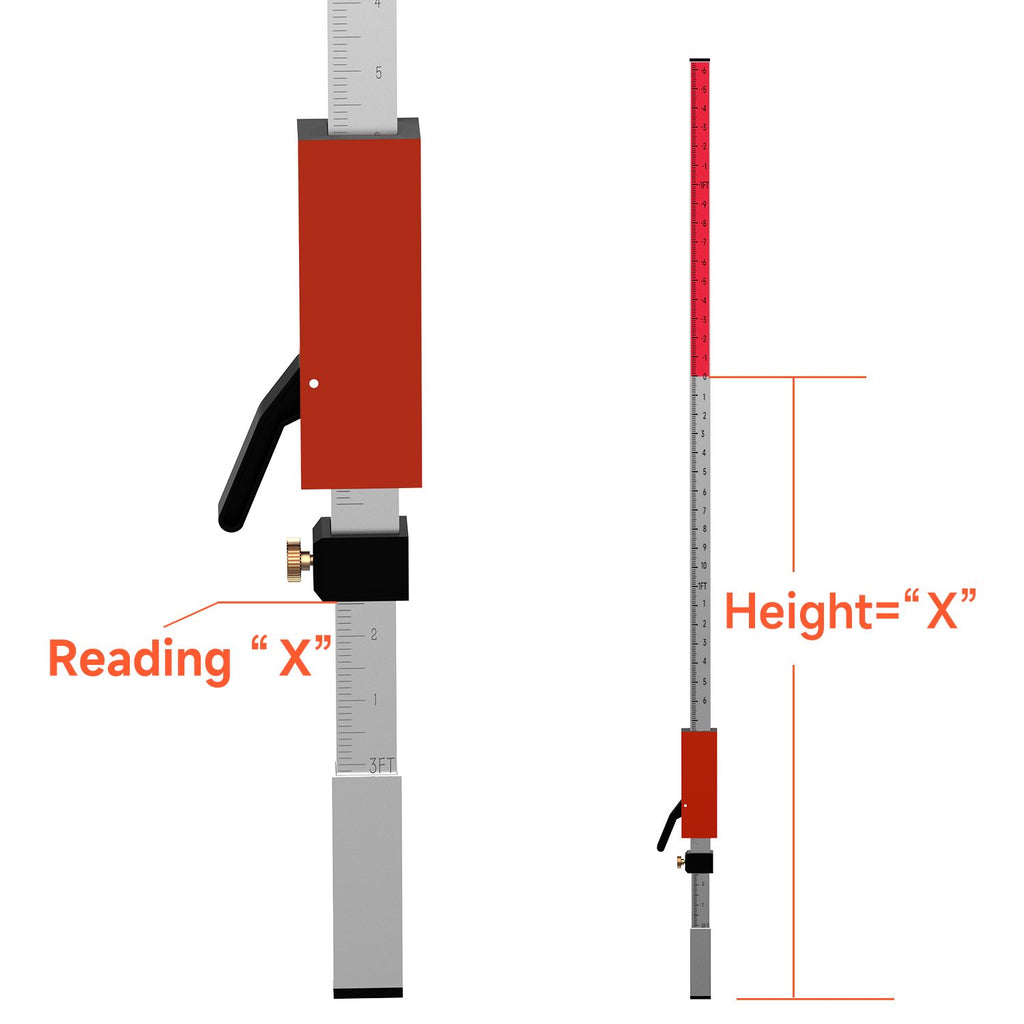 Dual-Scale Telescoping Grade Rod for Laser Levels