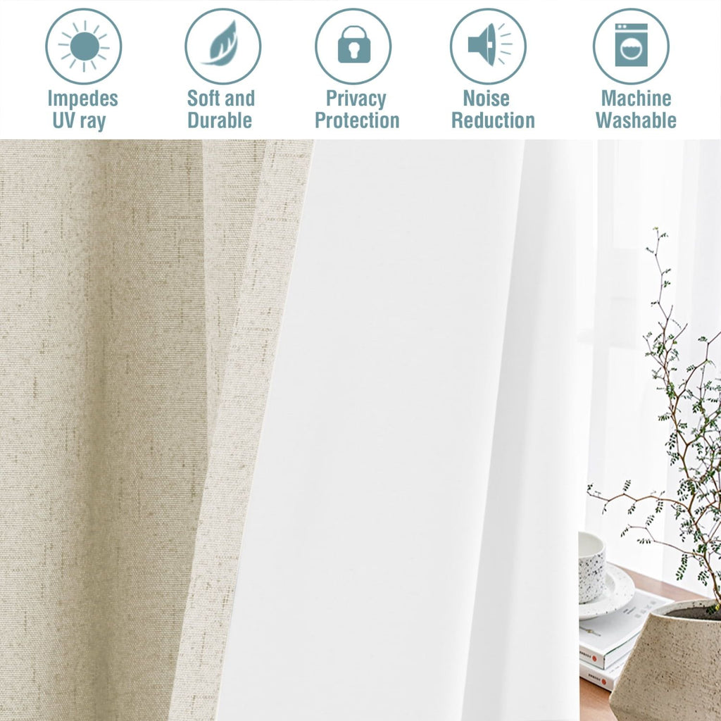 Bleached Sand Faux-Linen Blackout Curtains