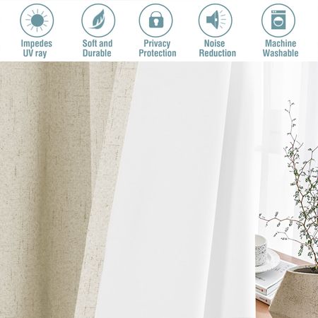 Bleached Sand Faux-Linen Blackout Curtains