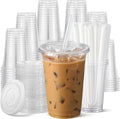 Clear Cold Drink Cups with Lids and Straws