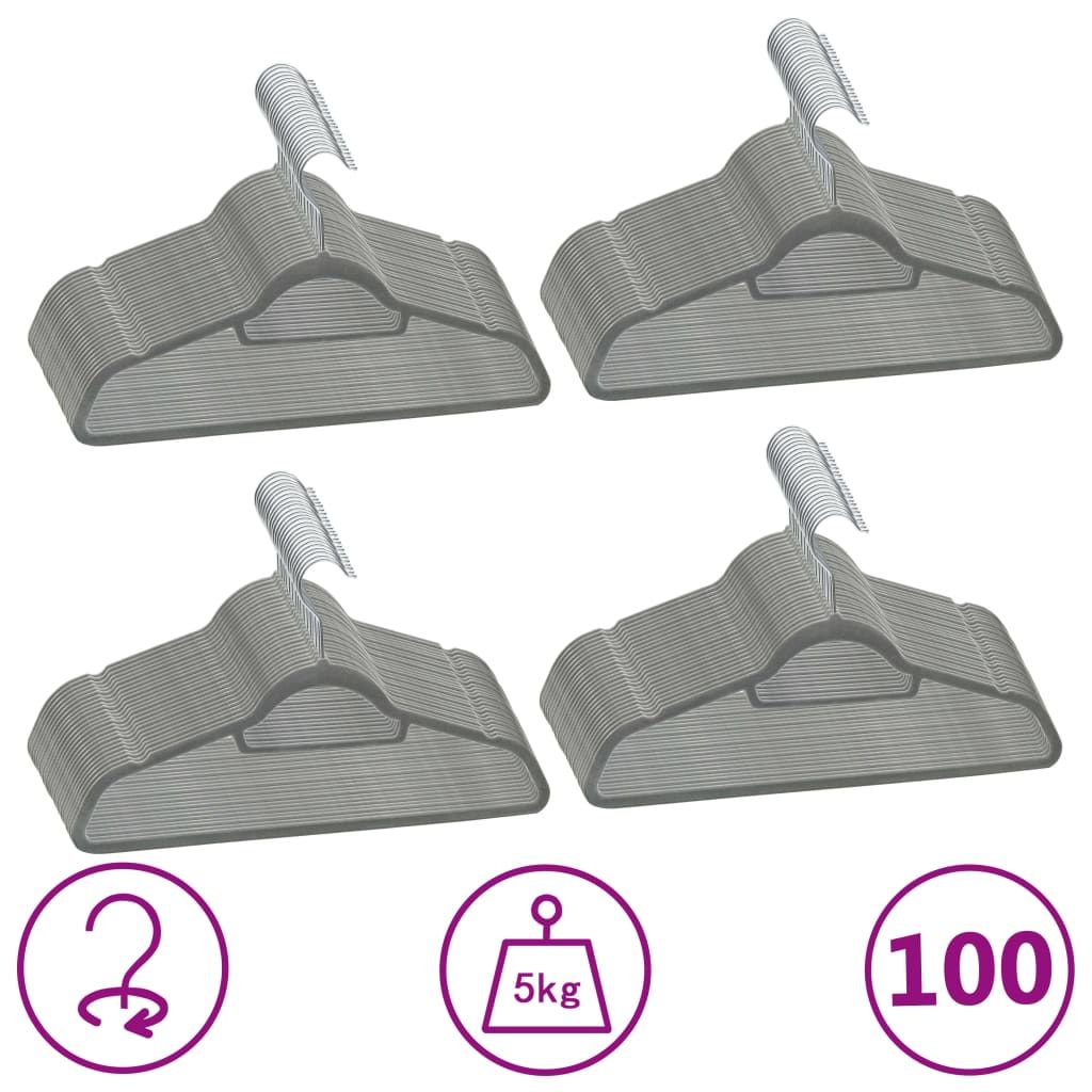 Anti-Slip Velvet Clothes Hangers Set of 100 with 360° Rotating Hooks