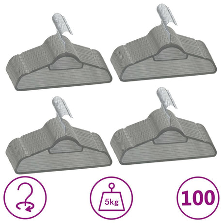 Anti-Slip Velvet Clothes Hangers Set of 100 with 360° Rotating Hooks