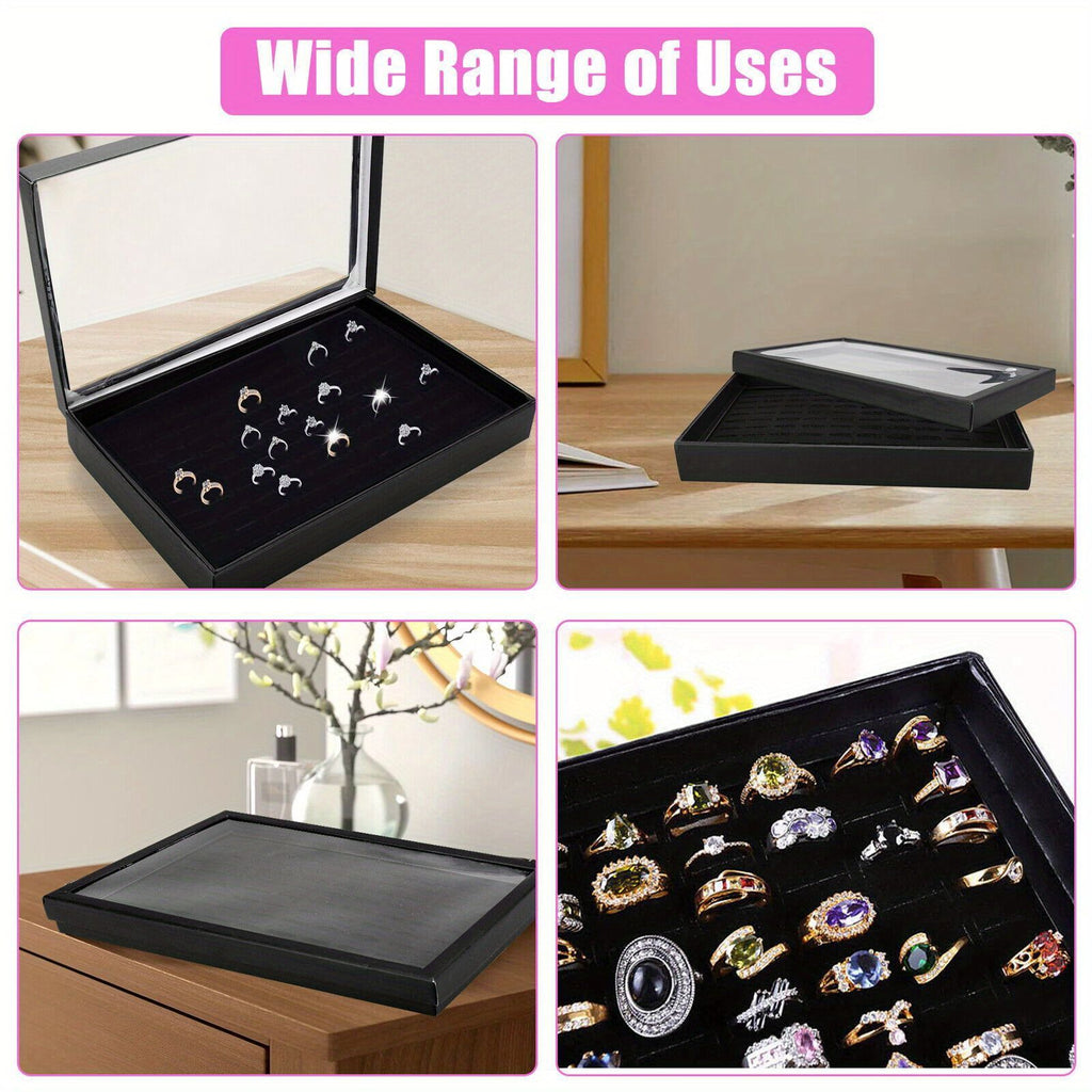 100-Slot Jewelry Ring & Earring Display Organizer Tray