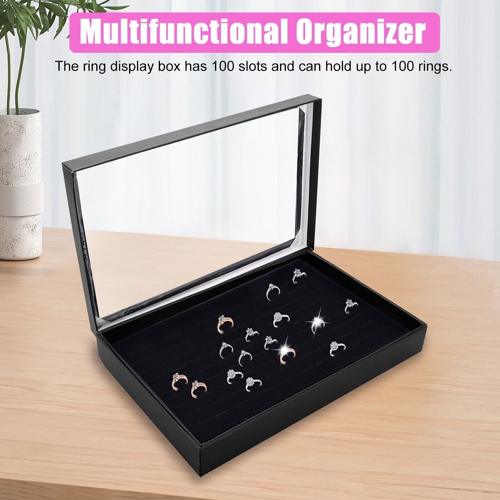 100-Slot Jewelry Ring & Earring Display Organizer Tray