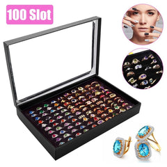 100-Slot Jewelry Ring & Earring Display Organizer Tray