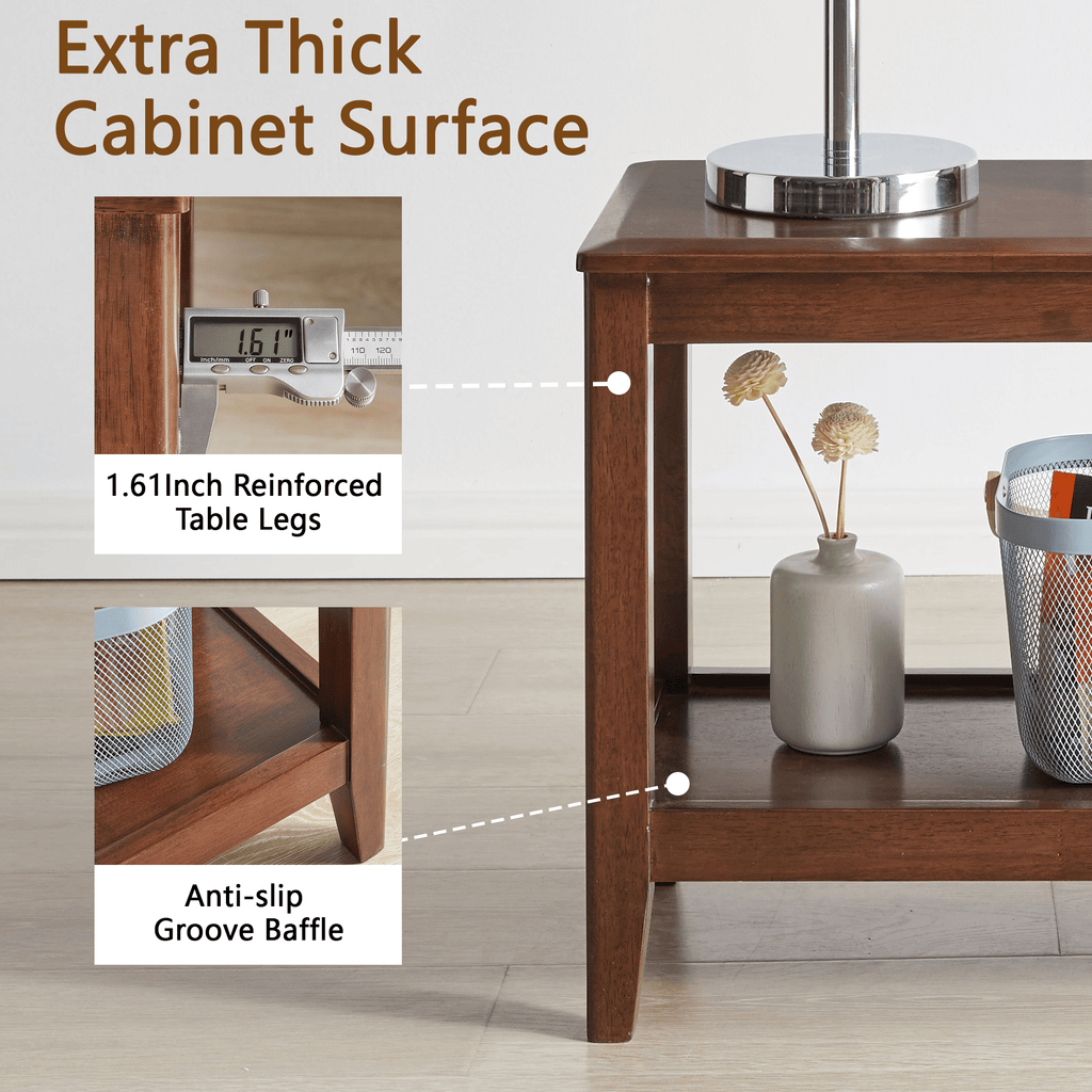 Rustic Two-Tier Side Table With Open Shelf