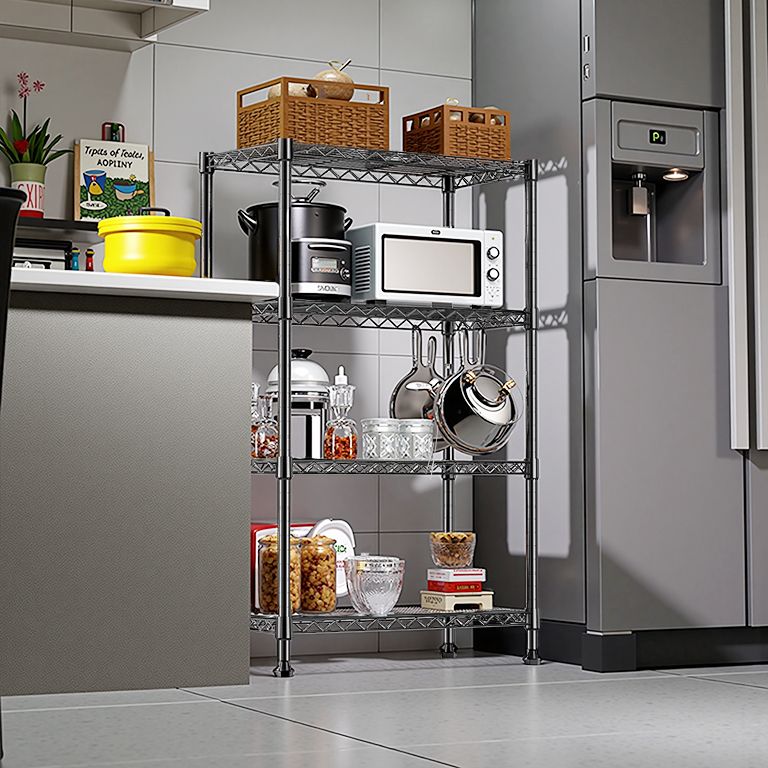 Storage Shelving 4-Tier Utility Shelving Unit Steel Organizer Wire Rack for Home,Kitchen,Of