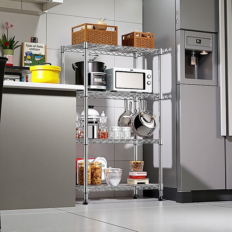 Storage Shelving 4-Tier Utility Shelving Unit Steel Organizer Wire Rack for Home,Kitchen,Of