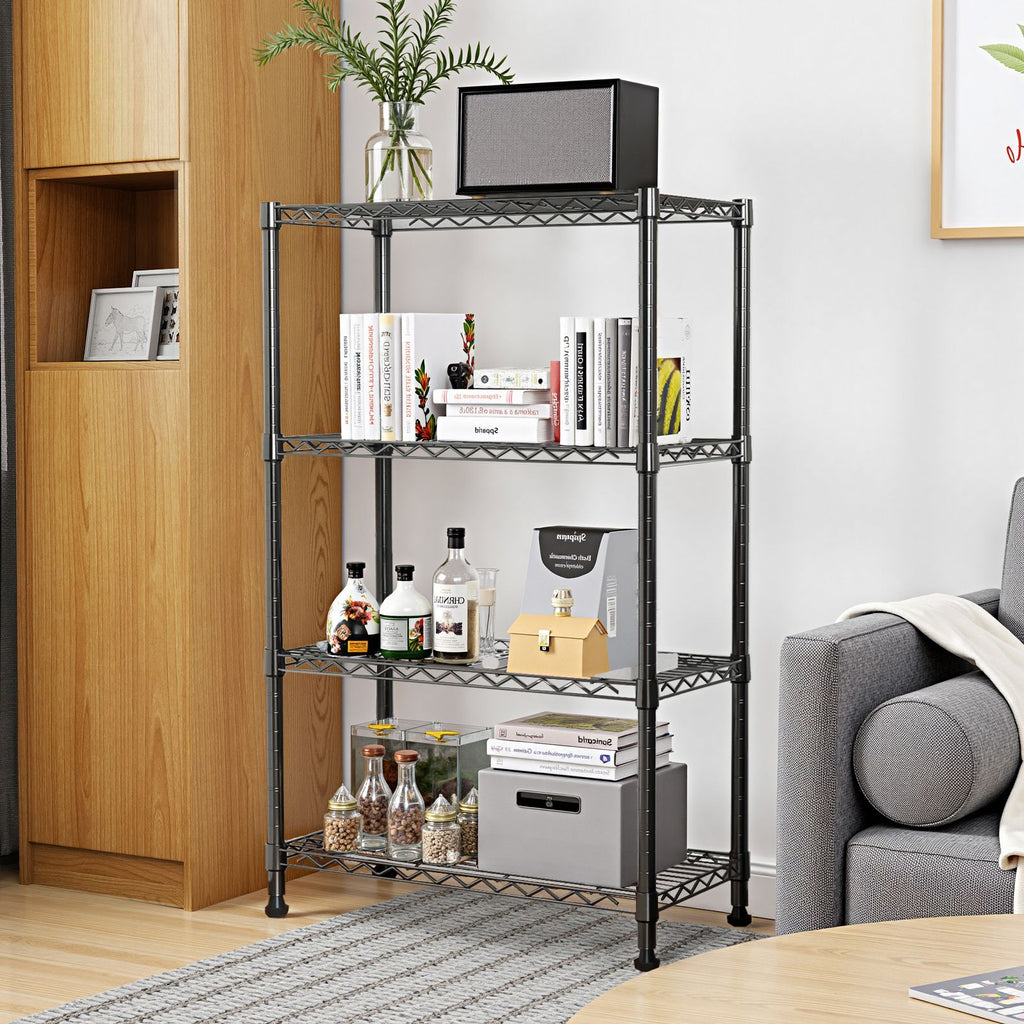 Storage Shelving 4-Tier Utility Shelving Unit Steel Organizer Wire Rack for Home,Kitchen,Of
