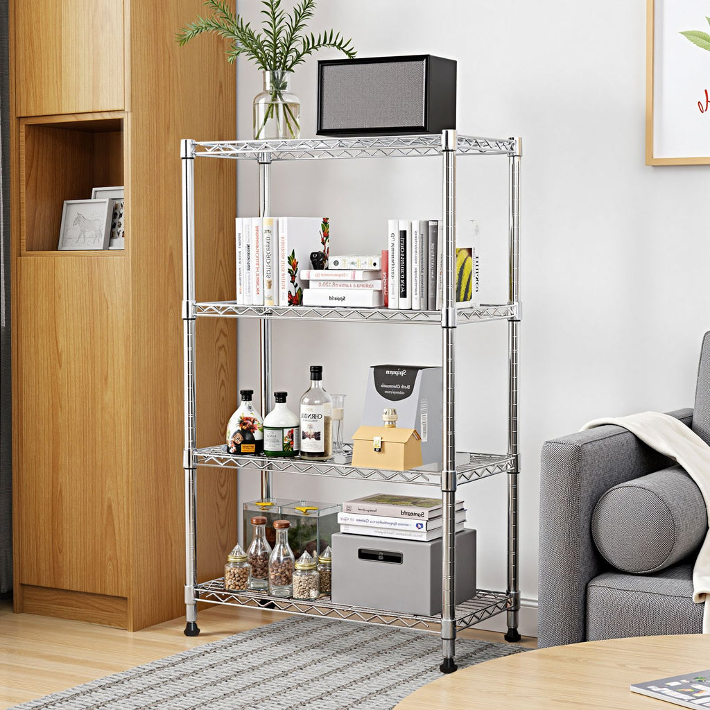 Storage Shelving 4-Tier Utility Shelving Unit Steel Organizer Wire Rack for Home,Kitchen,Of