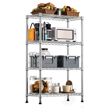 Storage Shelving 4-Tier Utility Shelving Unit Steel Organizer Wire Rack for Home,Kitchen,Of