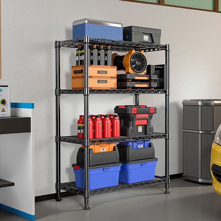 Storage Shelving 4-Tier Utility Shelving Unit Steel Organizer Wire Rack for Home,Kitchen,Of