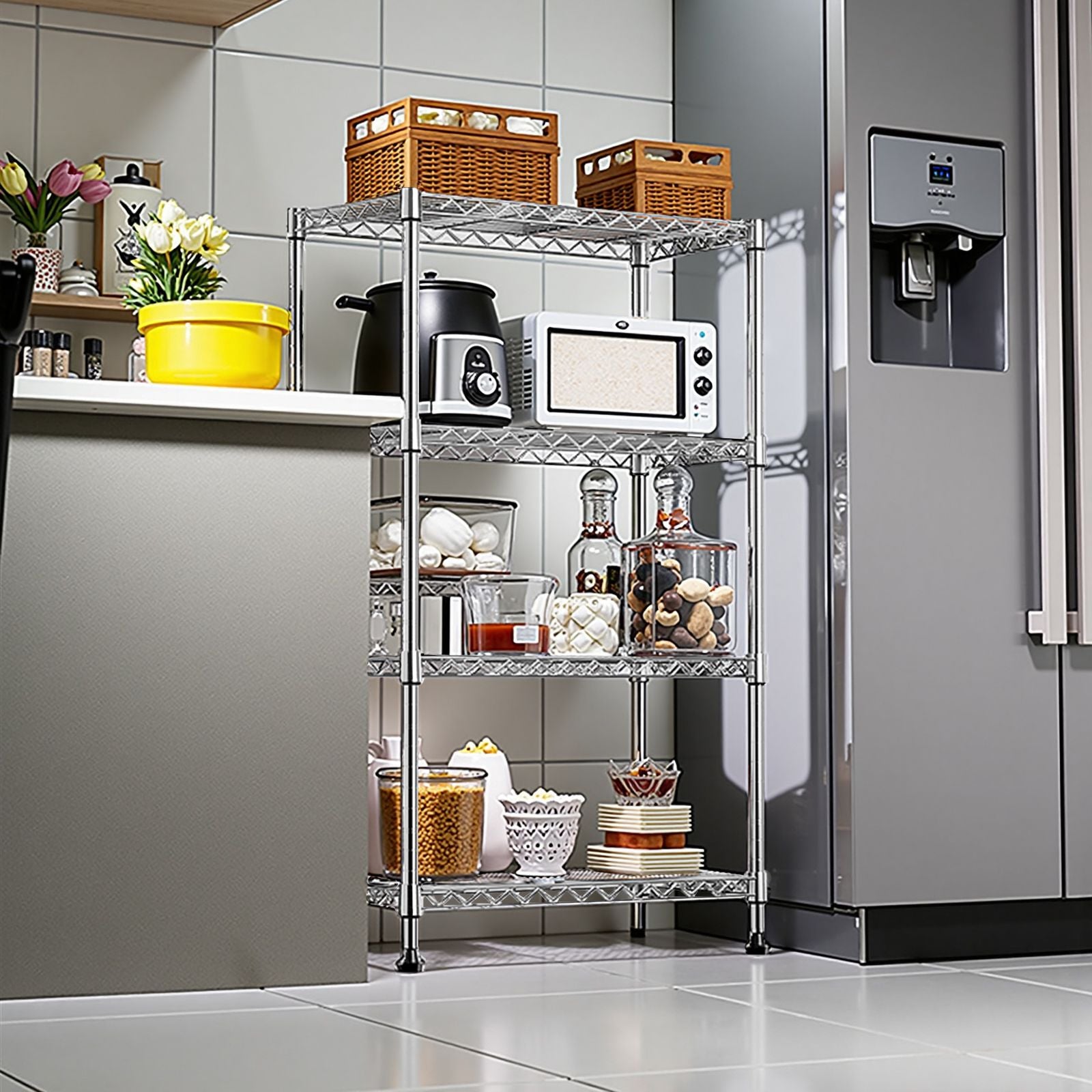 4-Tier practical Steel Shelving Unit for Home and Office