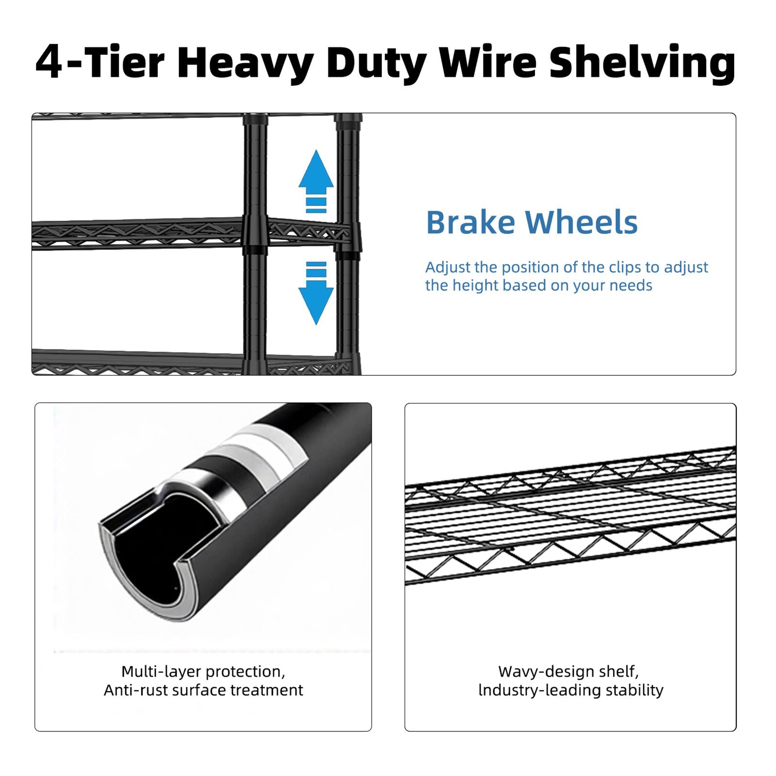 4-Tier practical Steel Shelving Unit for Home and Office