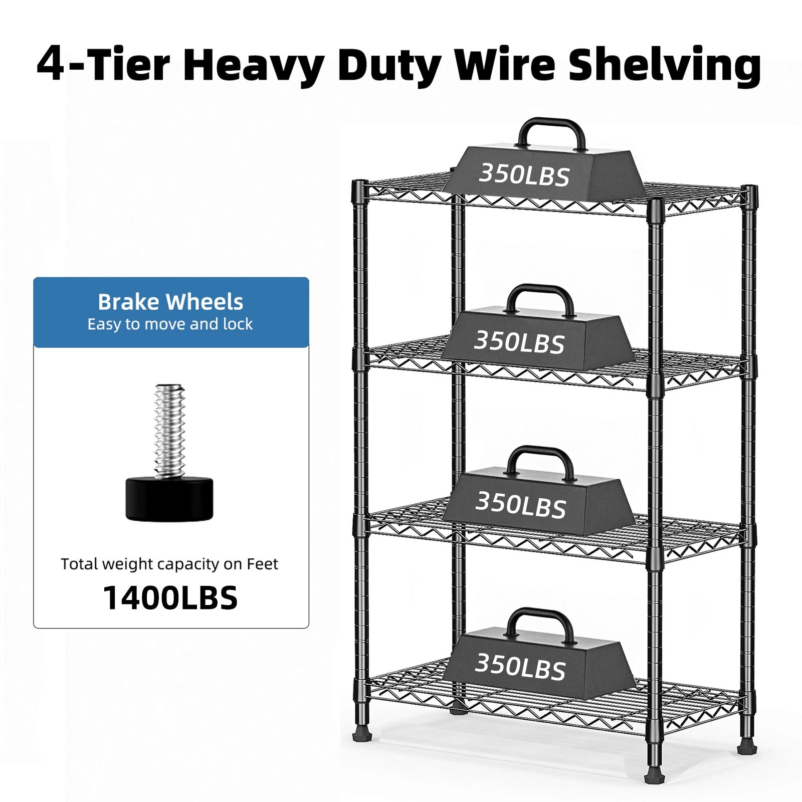 4-Tier practical Steel Shelving Unit for Home and Office