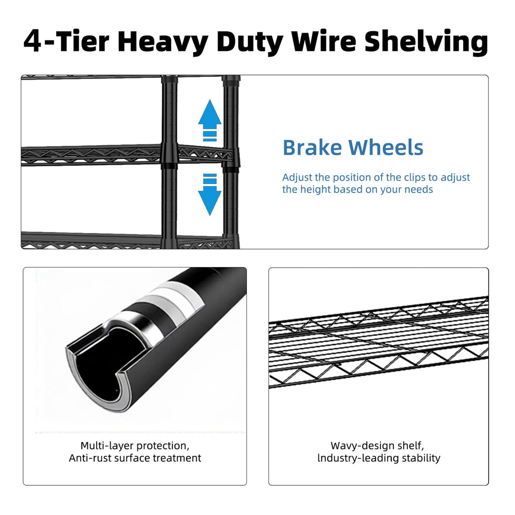 4-Tier practical Steel Shelving Unit for Home and Office