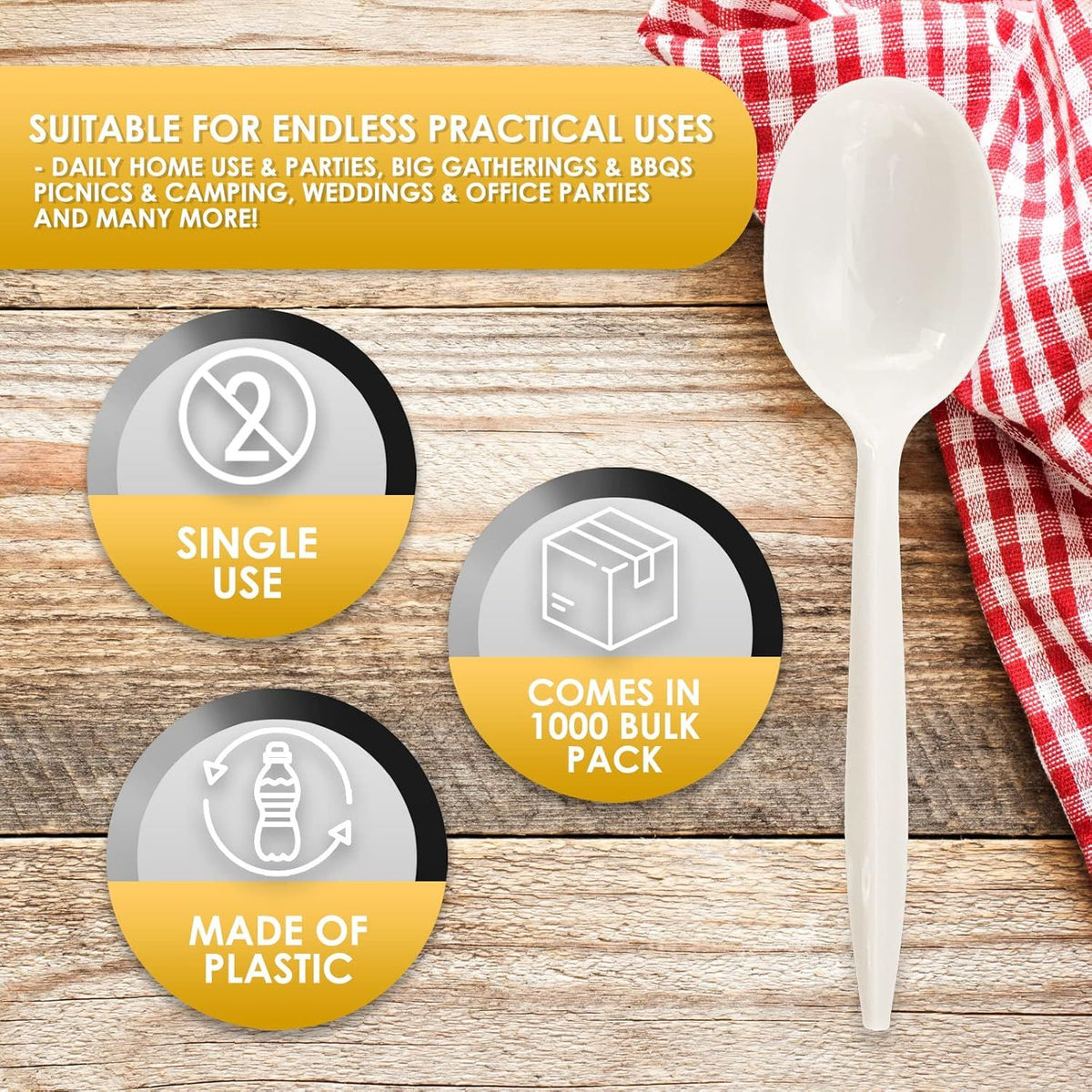 1000 Disposable Soup Spoons Bulk for Parties and Catering
