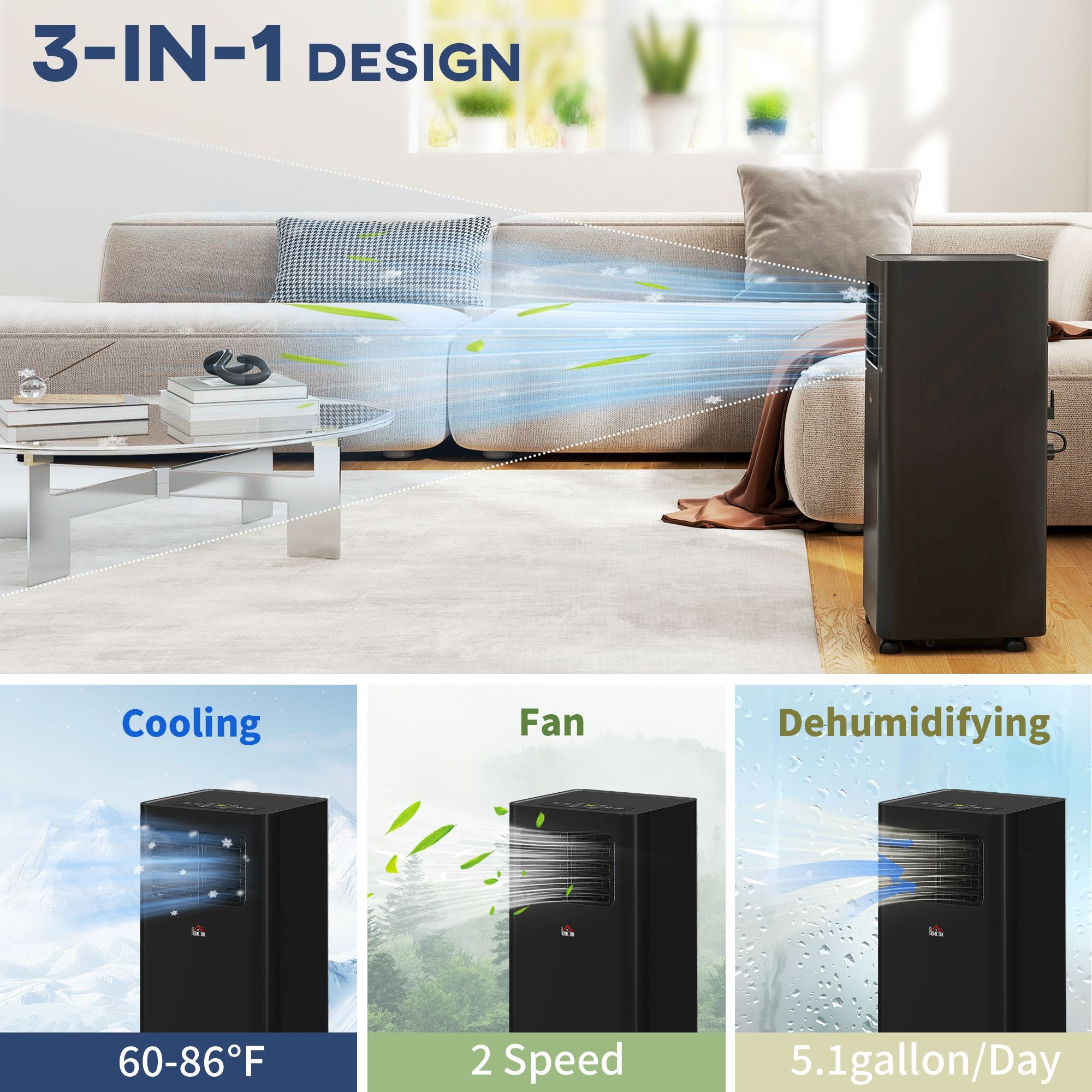 Portable Air Conditioner with Dehumidifier, Sleep Mode, and Timer