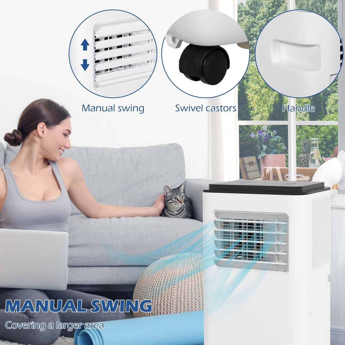 Portable Air Conditioner with Dehumidifier, Fan, and Remote