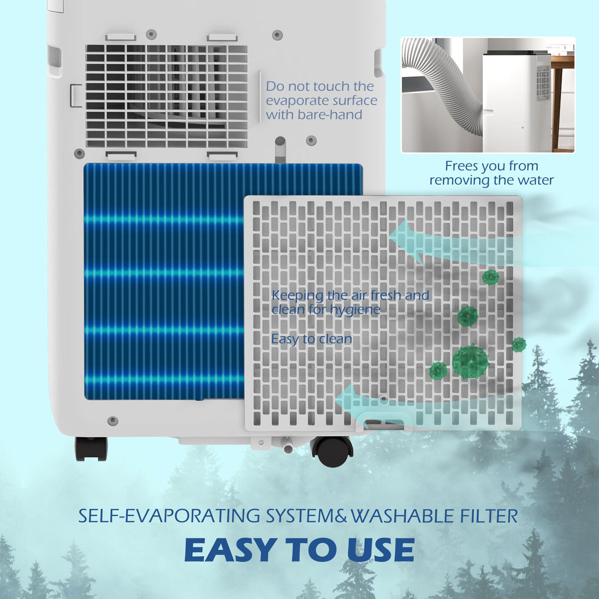Portable Air Conditioner with Dehumidifier, Fan, and Remote