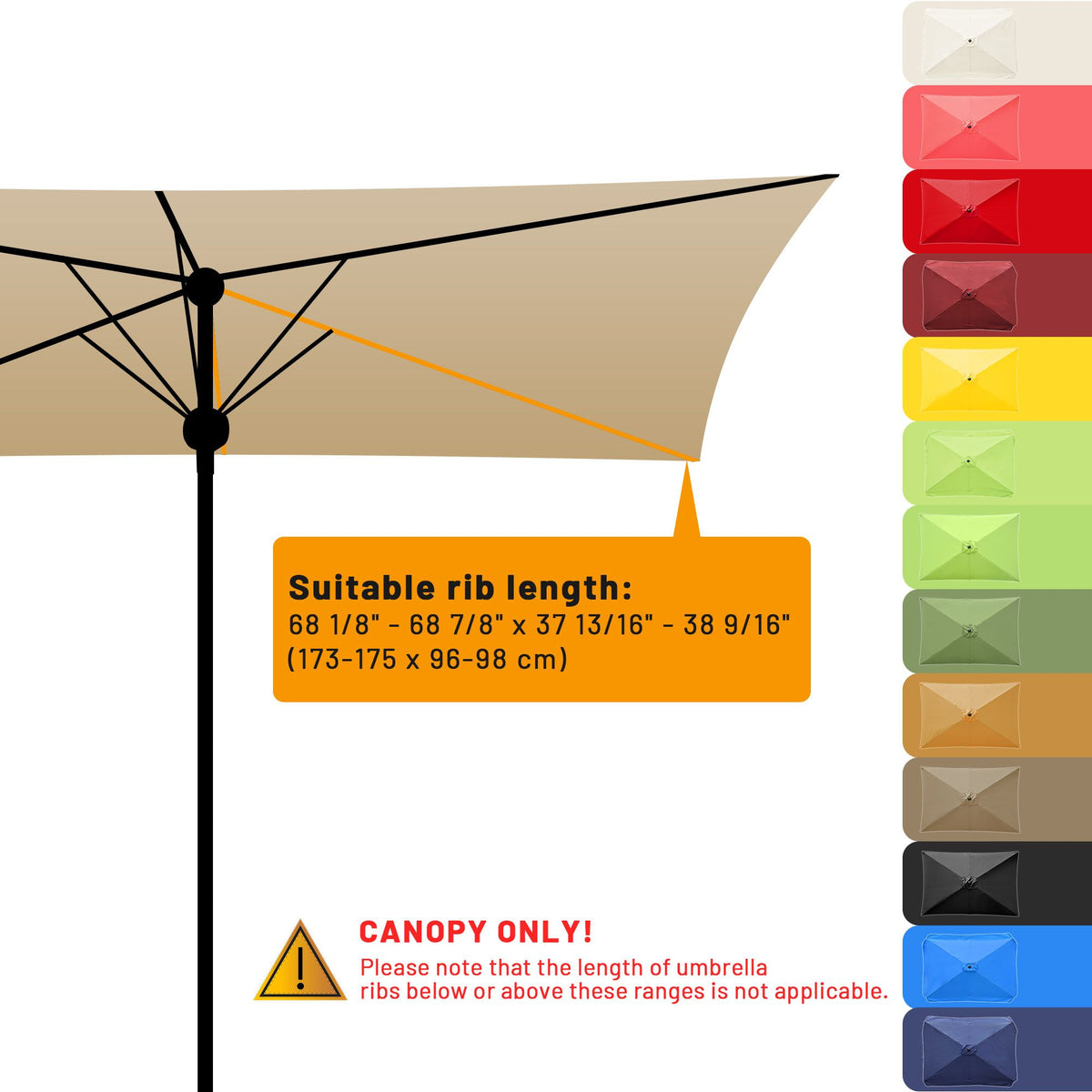 Coral Rectangular Patio Umbrella Replacement Canopy