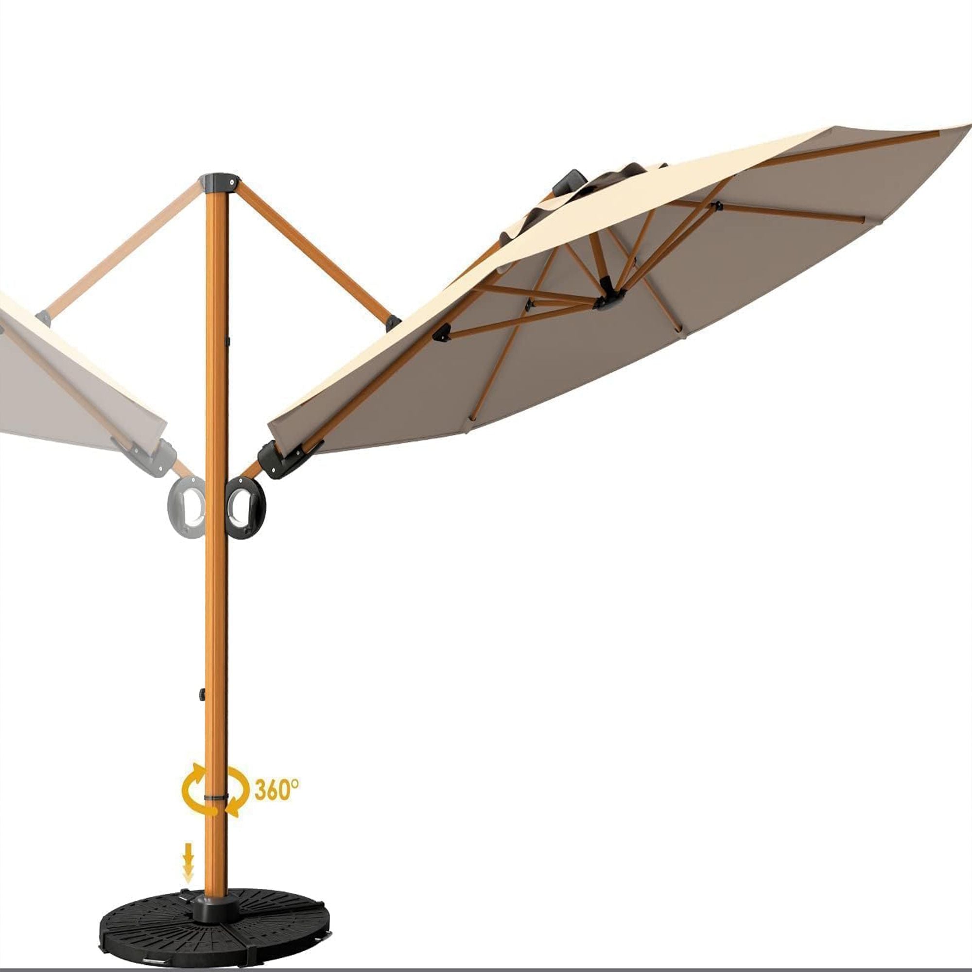 Aluminum Cantilever Patio Umbrella with 360° Rotation & 45° Tilt