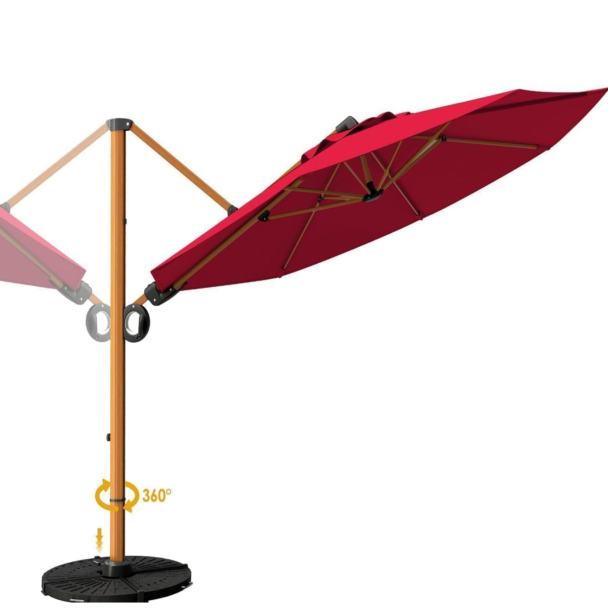 Aluminum Cantilever Patio Umbrella with 360° Rotation & 45° Tilt