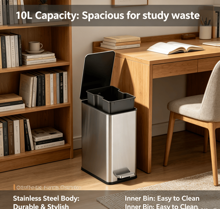 Dual-Compartment Step Trash Can with Slow-Close Lid