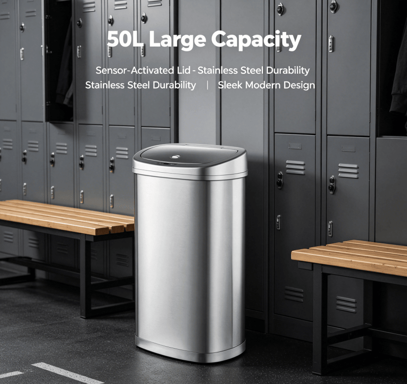 Dual-Compartment Step Trash Can with Slow-Close Lid