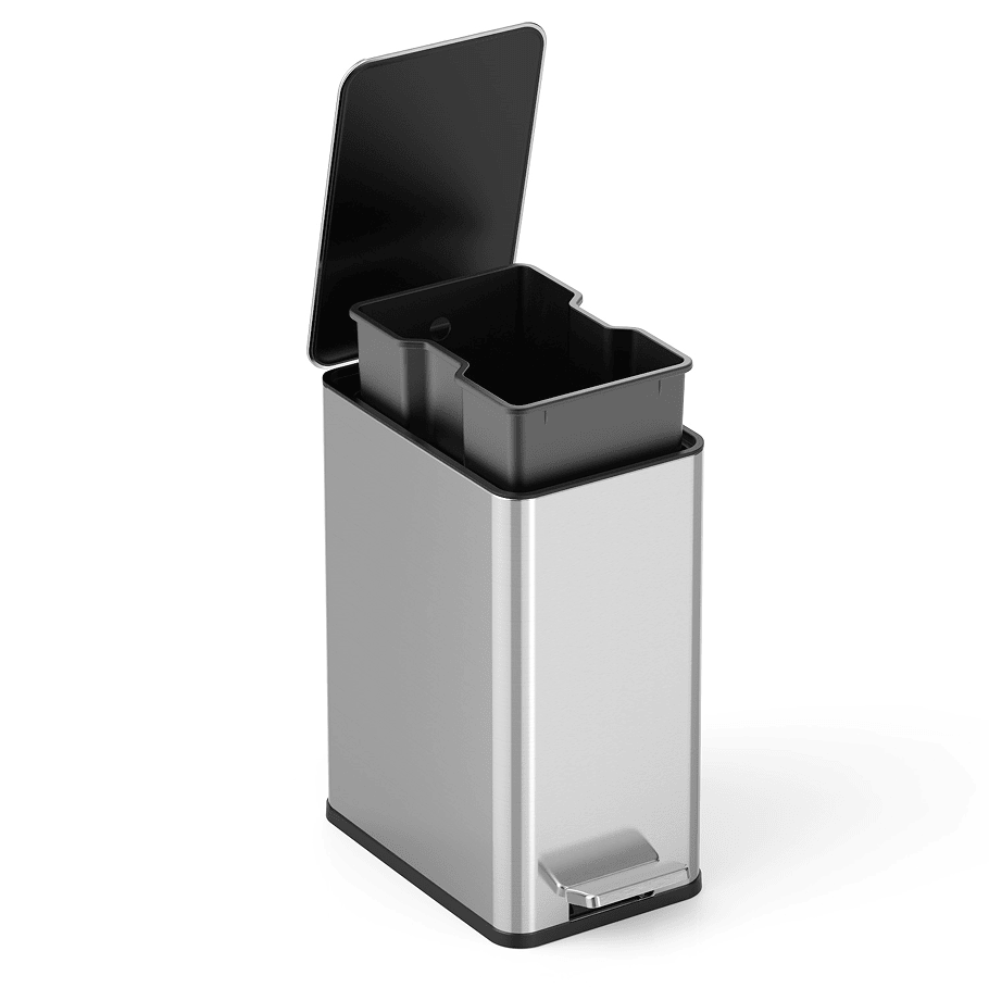 Dual-Compartment Step Trash Can with Slow-Close Lid