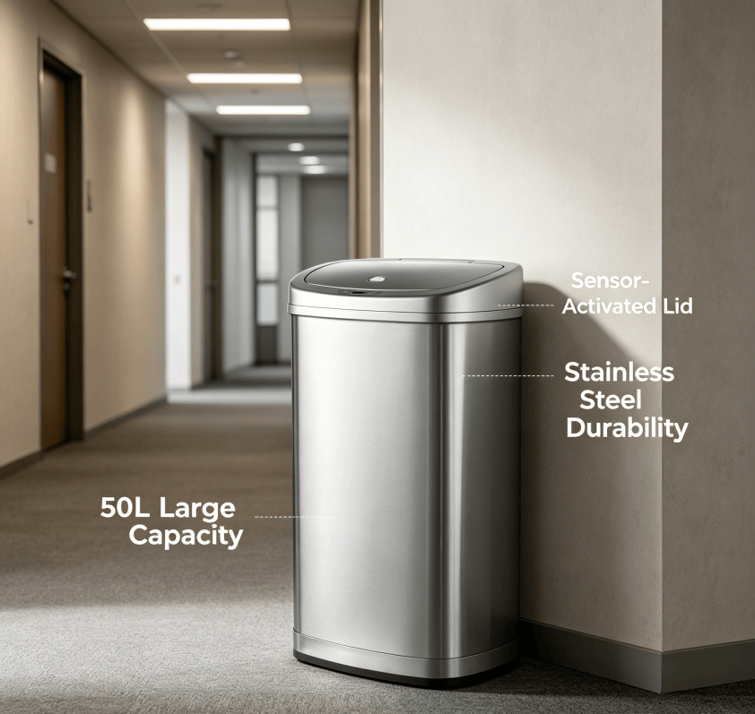 Dual-Compartment Step Trash Can with Slow-Close Lid