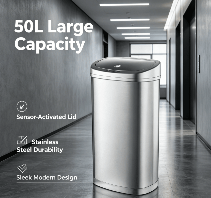 Dual-Compartment Step Trash Can with Slow-Close Lid