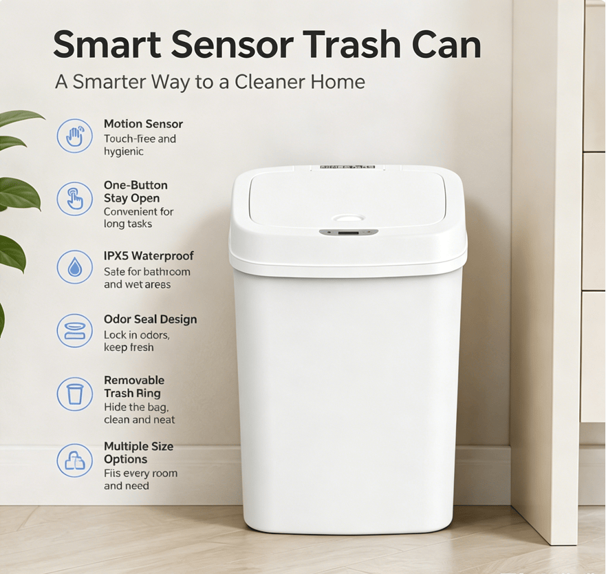 Touchless Sensor Trash Can with Odor Seal