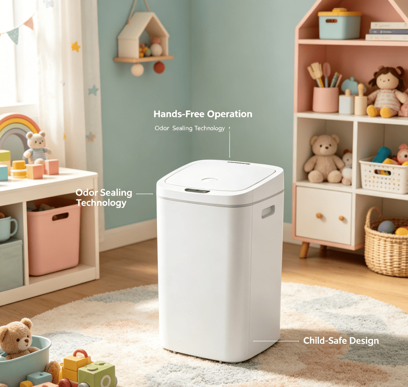 Touchless Sensor Trash Can for Indoor Spaces