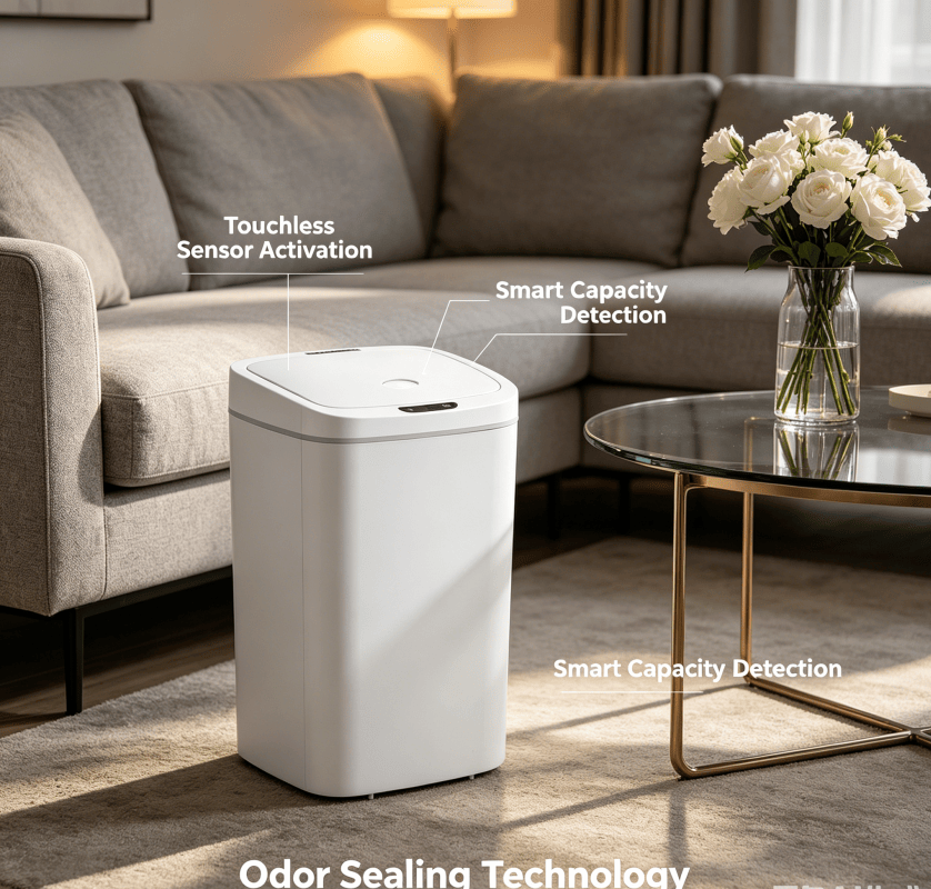 Touchless Sensor Trash Can for Indoor Spaces